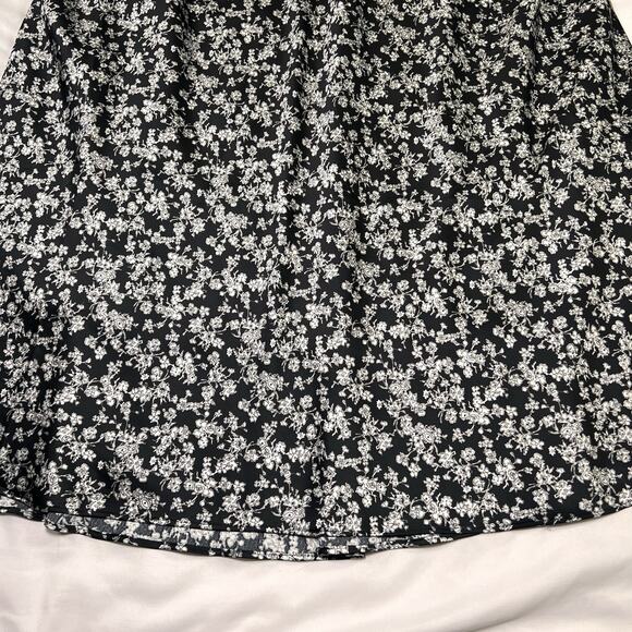 EXPRESS Dress Size L Black Sliver Floral Satin Strapless Midi Slip Lined Worn 1X - Picture 4 of 14